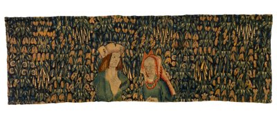 Tapestry Fragment of Mille Fleurs Depicting a Couple by European School