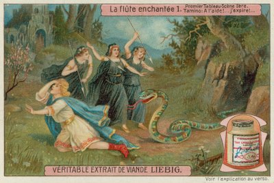 Three Attendants on the Queen of Night Kill a Snake to Save Tamino by European School