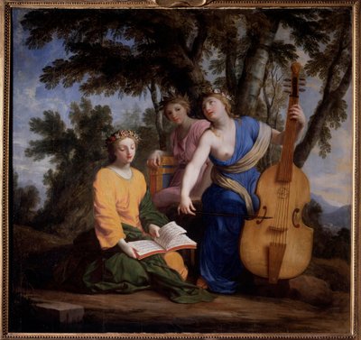 Representation of the Three Muses Melpomene, Erato and Polymnie by Eustache (studio of) Le Sueur
