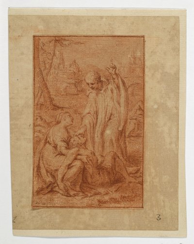 A Saint Healing a Sick Person or Raising a Dead Person (?) by Eustache Le Sueur
