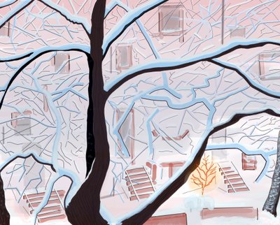 Brownstones In Snow, Brooklyn by Evan Sklar