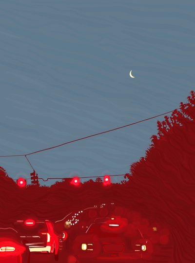 Driving South, Six Fifty-Five A.M., c.2020-24 by Evan Sklar
