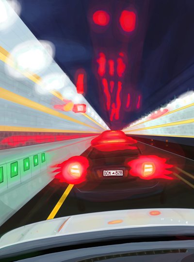 Driving the Midtown Tunnel at Night by Evan Sklar