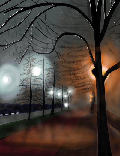 Fog At Night, Prospect Park, Brooklyn by Evan Sklar