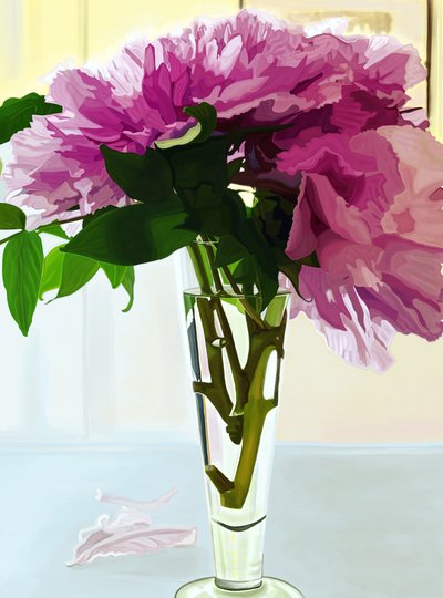 Magenta Peonies in Vase by Evan Sklar