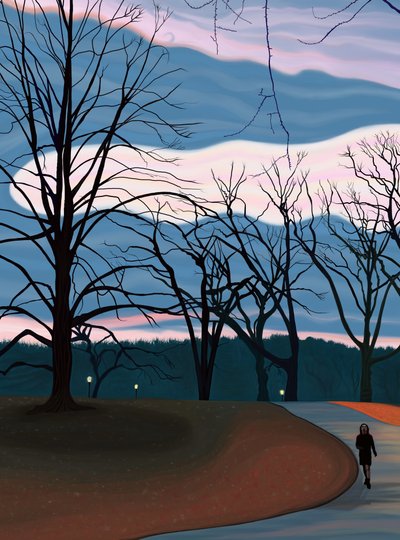 Man Exercising in Prospect Park at Sunrise Twilight by Evan Sklar