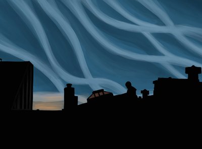 Man On Brooklyn Roof Top by Evan Sklar