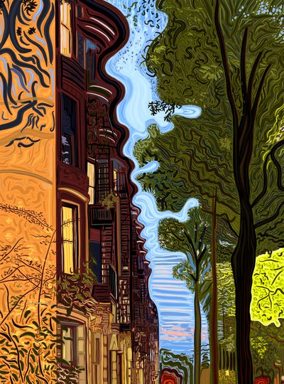 Roof Line and Treeline at Sunset by Evan Sklar
