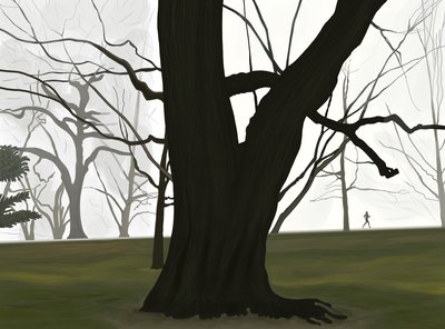 Tree and Jogger. Early Morning. Prospect Park by Evan Sklar
