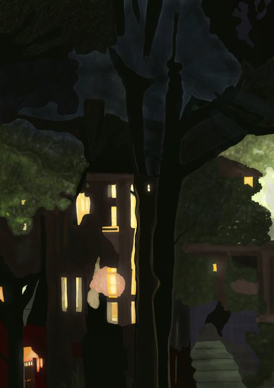 View from Dirty Window at Night by Evan Sklar