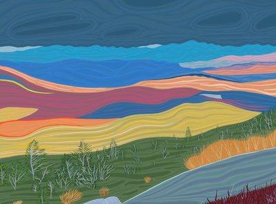 View of the Catskill Mountains In Fall by Evan Sklar