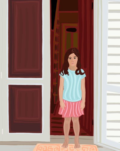 Young Girl In Doorway by Evan Sklar