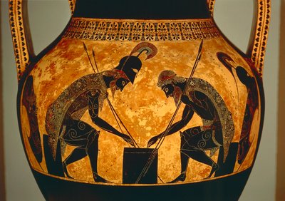 Attic Black-Figure Amphora Depicting Achilles and Ajax Playing Dice (detail) by Exekias Exekias