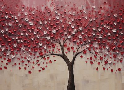 Abstract painting, Flowering Tree by F. Abderrahim