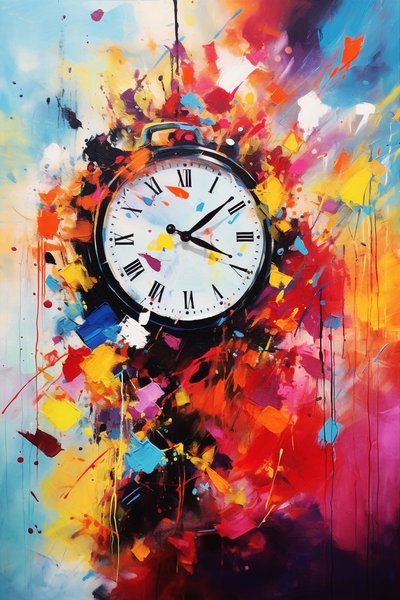 Classic Wall Clock, Timeless painting on canvas by F. Abderrahim