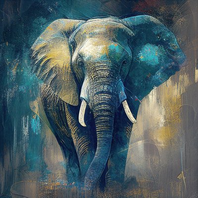 Elephant Face Portrait by F. Abderrahim