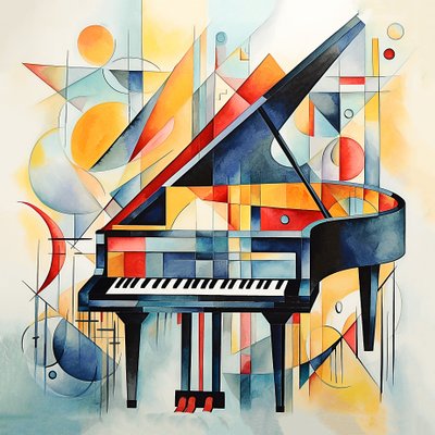 Kandinsky Abstract Style, Abstract Piano Keys, Hall & Living Room Wall Decoration by F. Abderrahim