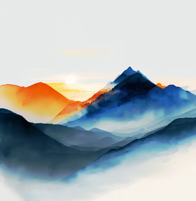 Shades of Serene Blue Mountains by F. Abderrahim