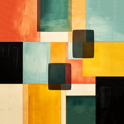 Abstract Square Compositions Painting Pattern Design, Wall Art by F. Abderrahim