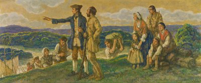 Arrival of Colonel John Donaldson Design for Mural by F. Luis Mora