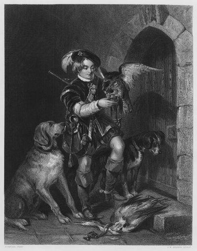 The Young Falconer, from the picture in the Royal Collection by F. Tayler
