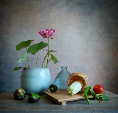 Pink Lotus Still Life by Fangping Zhou