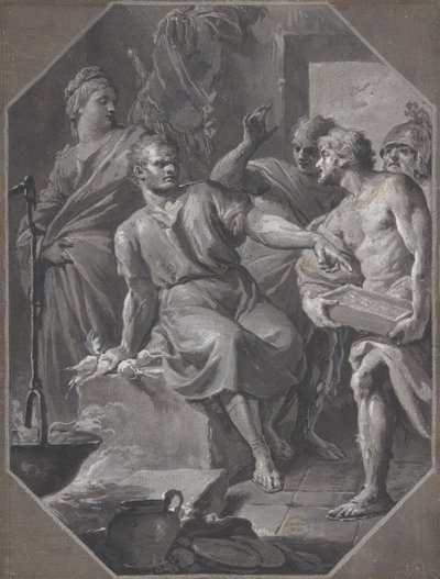 Manius Curius Dentatus Refusing the Presents of the Samnite Ambassadors by Fedele Fischetti
