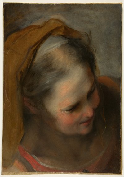 Head of an Old Woman Looking to Lower Right (Saint Elizabeth) by Federico Barocci