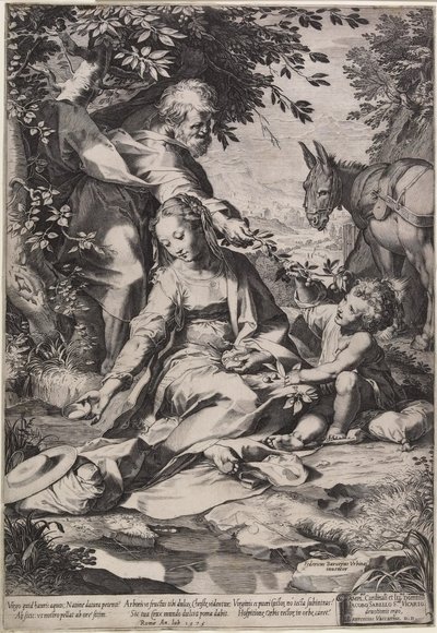 The Rest on the Return from Egypt, engraved by Cornelis Cort, 1575 by Federico Fiori Barocci or Baroccio