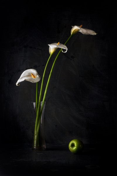 Calla Lilies And Apple by Felice Angelino