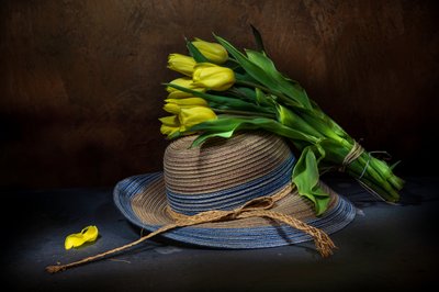 Fresh Tulips Straw Hat by Felice Angelino
