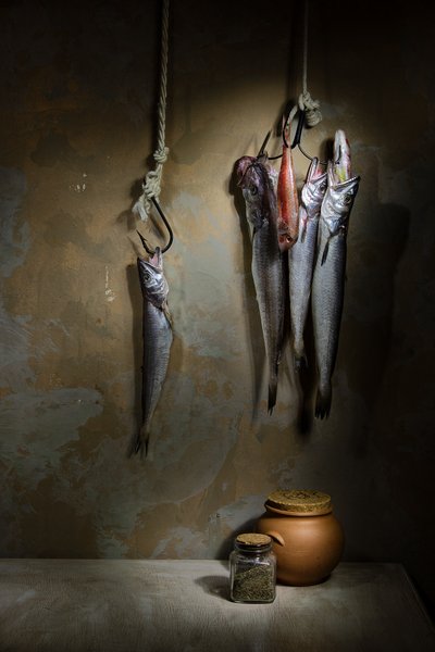 Rustic Fish Still Life by Felice Angelino