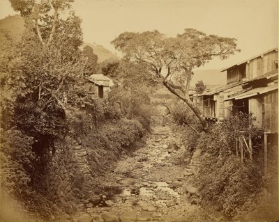 Japanese Village with Stream by Felice Beato