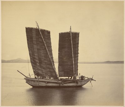 The First Korean Junk Bringing Despatches onboard the U.S.S. Colorado, Immediately on Her Casting Anchor by Felice Beato