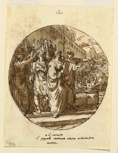 Ceiling Design for Numa Pompilius Welcomed to Rome after his Election, Sala di Numa Pompilio, Palazzo Milzetti, Faenza by Felice Giani
