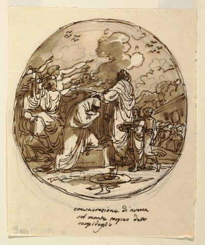 Ceiling Design for the Consecration of Numa, Sala di Numa Pompilius, Palazzo Milzetti, Faenza by Felice Giani