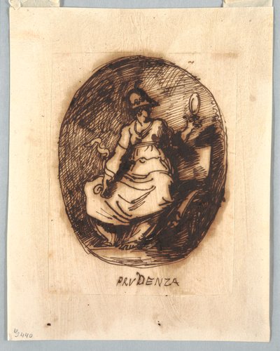 Decorative Project with Prudence in Oval by Felice Giani