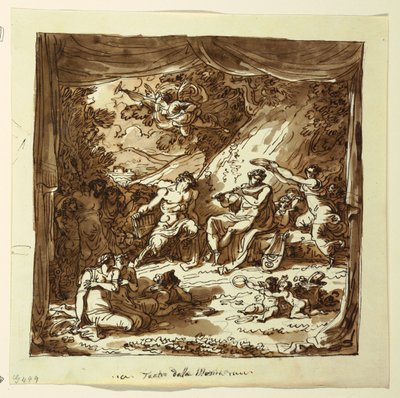 Design for Stage Curtain: Apollo and Marsyas, Palazzo Conti-Sinibaldi, Faenza by Felice Giani