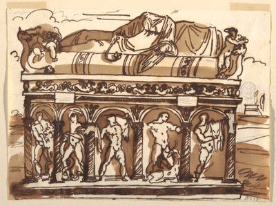 A Roman Sarcophagus in the Vatican Museum, ca. 1820 by Felice Giani