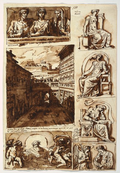 Various works of art. The court of Palazzo Mattei in Rome, 1812-14 by Felice Giani