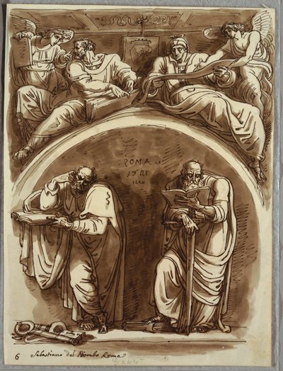 Lunette with Saints Peter and Paul, Matthew and the Prophet Isaiah, Study after Sebastiano del Piombo by Felice Giani