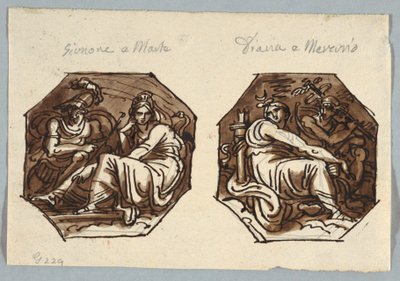 Mars and Juno; Mercury and Diana set in Diagonal Composition by Felice Giani
