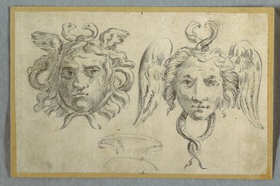 Mask with Two Heads; Mask with Two Serpent Heads by Felice Giani