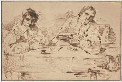 Self-Portrait Writing with a Companion by Felice Giani
