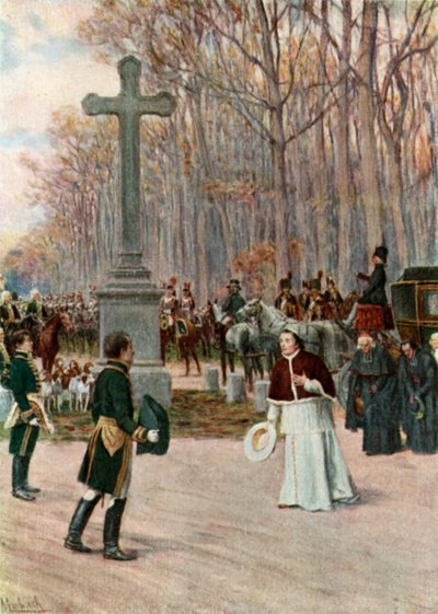 The Meeting of Napoleon and the Pope at Fontainebleau by Felicien baron de Myrbach Rheinfeld