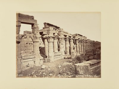 Philae. Colonnade of Isis, taken from the Obelisk (Egypt) by Félix Bonfils