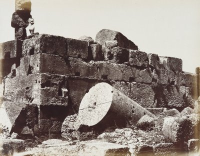 Ruins of the columns of the Temple of Jupiter, in the archeological zone of Heliopolis or Baalbek, ancient Syrian city, now Lebanon by Félix Bonfils