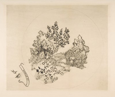 Decoration for a Plate: A Stream, 1870 by Felix Bracquemond