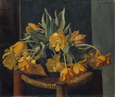 Double Yellow Tulips on a Wicker Chair by Felix Edouard Vallotton