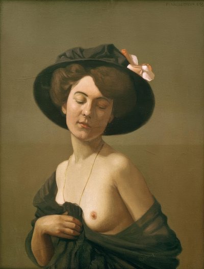 Woman Draped in a Black Scarf, Black Hat by Felix Edouard Vallotton